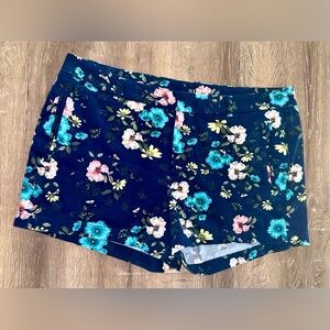 a.n.a, Twill Short Navy Blue Floral Shorts with Pockets, Size 14